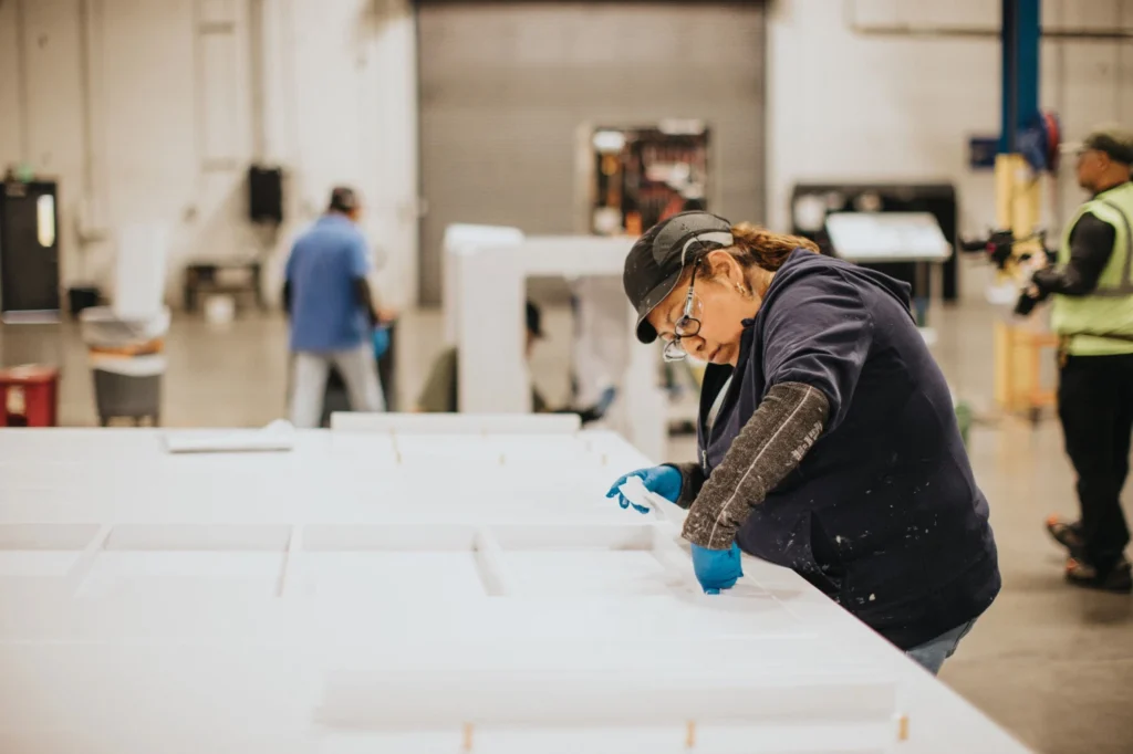 Woman in the carpentry shop